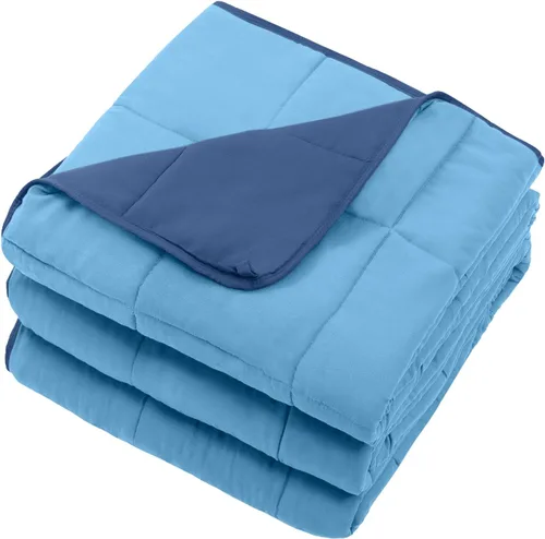 Miniatura 8 de Manta con Peso Azul para Adultos 12 libras, 48"x72", Tamaño Twin Full Manta Pesada Refrescante para 110-130 libras, Mantas Grandes de Microfibra