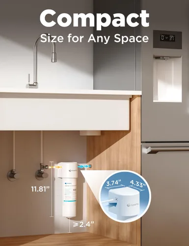 Miniatura 6 de NOVETE Filtro de agua para debajo del fregadero, 3 años, 30,000 galones, reduce el 99.5% de cloro, PFAS, mal sabor, NSF/ANSI 42/372, sistema