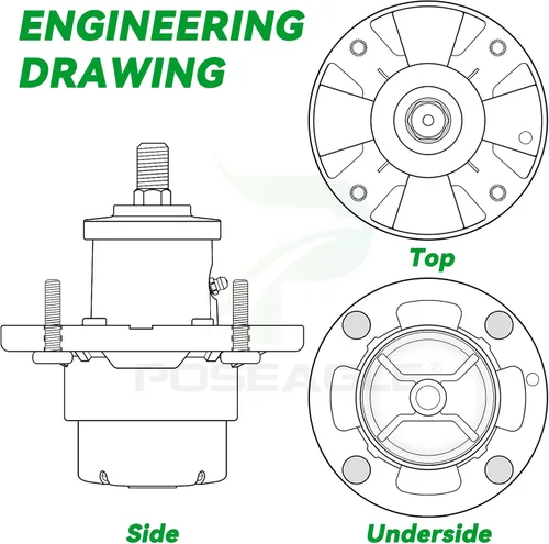 Miniatura 7 de Conjunto de husillo AM144608 previamente engrasado con polea de husillo UC20697 para John Deere X330 X350 X354 X370 X380 X384 X390 X394 X570 X580