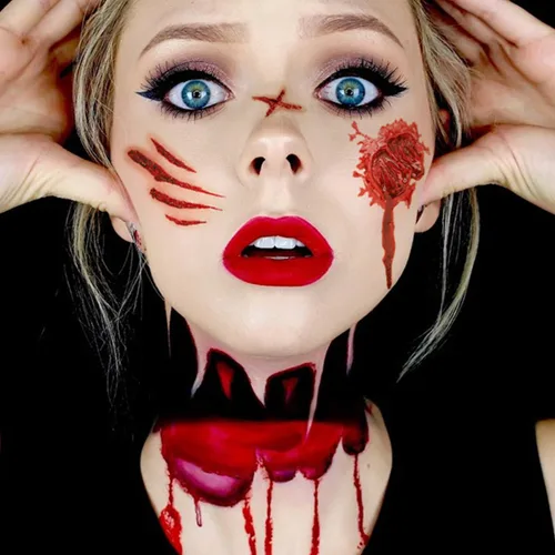 Miniatura 3 de Cicatrices falsas de Halloween, tatuajes temporales, maquillaje de sangre falsa, cortes de cicatrices falsas, puntadas falsas para la cara, tatuajes
