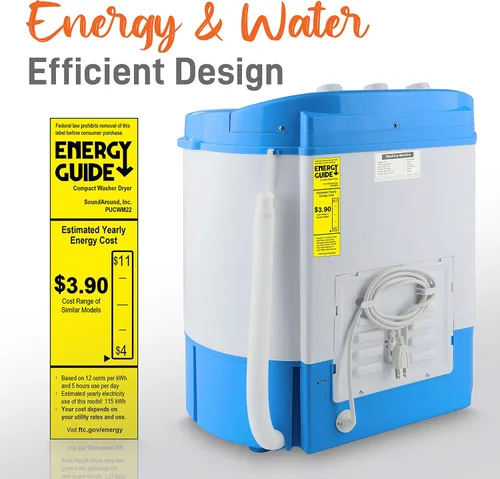 Miniatura 5 de PURE CLEAN Lavadora portátil 2 en 1 y secadora de centrifugado - Carga superior conveniente de fácil acceso, diseño eficiente en energía y agua, Gris