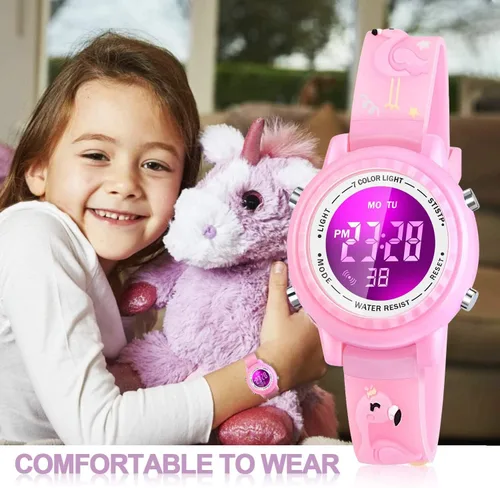 Miniatura 66 de Relojes LED impermeables para niños con alarma, juguetes para niños, regalos para niñas de 3 a 10 años