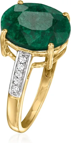 Miniatura 3 de Anillo Canaria Esmeralda de 3.80 quilates con detalles de diamantes en oro amarillo de 10 quilates