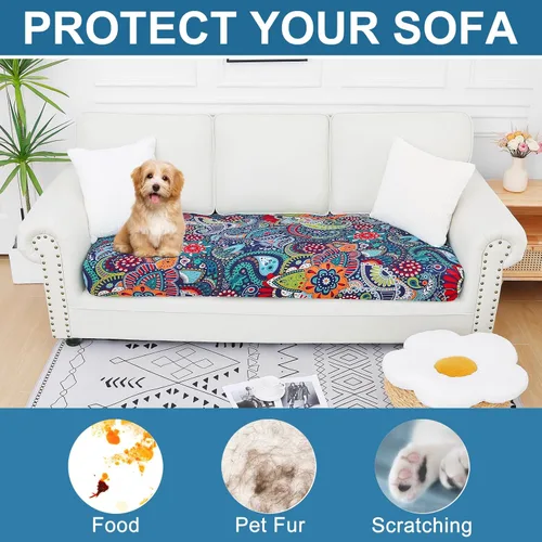 Miniatura 7 de Smiry Fundas de cojín de sofá estampadas, fundas elásticas suaves para sofá, fundas de sofá lavables antideslizantes, protector de muebles para Beige