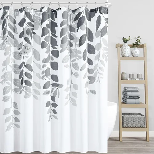 Miniatura 14 de BOODII Cortinas de ducha negras de 36 x 72 pulgadas, cortina de ducha de eucalipto de primavera para baño, cortina de baño con textura de flameado