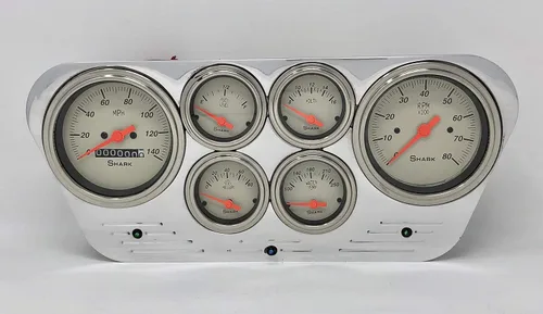 Miniatura 4 de Dolphin Gauges Compatible 1953-1955 Ford Truck 6 Gauge Dash Cluster Set, Programable, Aluminio Billet Pulido, Lentes Convexas, Movimientos Air Core