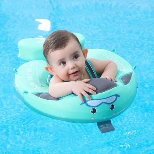Miniatura 8 de Mambobaby Flotador con toldo y cola - Flotador para bebé con toldo, entrenador de natación infantil no inflable mejorado, toldo UPF+, arnés