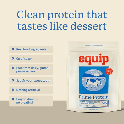 Miniatura 4 de Equip Foods - Polvo de proteína limpia de carne de res alimentada con pasto, apto para dieta carnívora, paleo y keto, sin gluten ni lácteos, 30