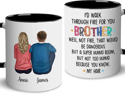 WHIDOBE Taza personalizada de cerámica personalizada de 11 onzas y 15 onzas con avatares, nombres, citas, regalo personalizado para hermano de parte