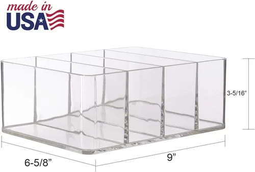 Miniatura 9 de STORi Organizador de plástico transparente de 4 compartimentos, contenedor de almacenamiento rectangular dividido para maquillaje y tocador, uso