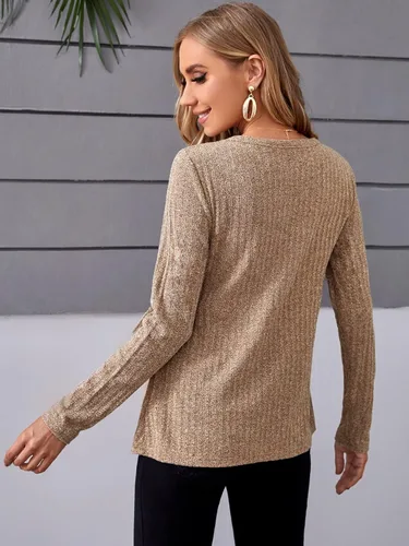 Miniatura 2 de MakeMeChic Camisas de maternidad para mujer, casual, manga larga, lazo frontal, punto acanalado, para embarazo