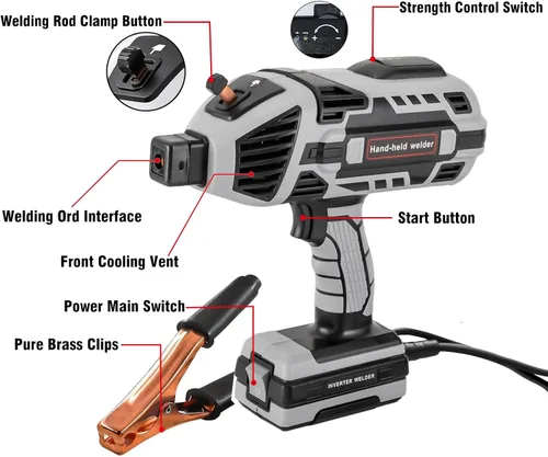 Miniatura 2 de Máquina soldadora de mano, máquina de soldadura portátil de 110 V con inversor IGBT, ajuste de corriente de 5 niveles (20-120 A), soldador de arco