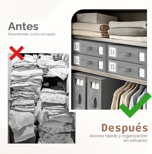Miniatura 2 de Criusia Organizadores y Almacenamiento de Sábanas de Cama, Paquete de 6 Cajas Organizadoras de Armario de Ropa Blanca Plegables – Soporte de Ropa