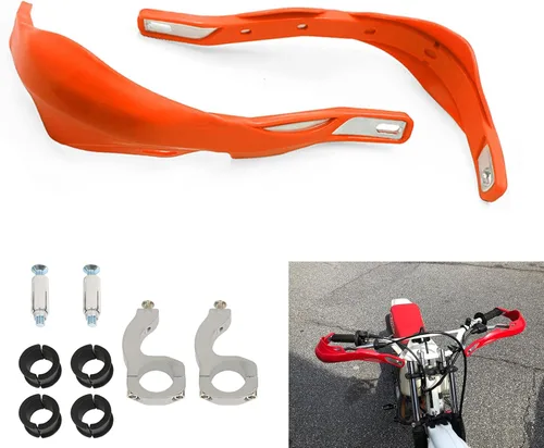 Miniatura 10 de Paramanos universales para motocicletas, protectores de manillar, guardamanos con cepillo, protector de manijas, parabrisas, protector contra Rojo