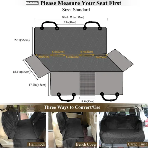Miniatura 6 de VIVAGLORY Funda de asiento de perro para asiento trasero, ventana visual de malla con correa adicional y hebillas para mayor seguridad, fundas