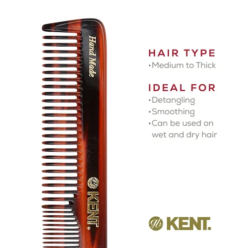 Miniatura 6 de Kent Peine de vestir de doble diente 5T, peine de tocador de dientes finos y anchos para cabello, barba y bigote, peinado grueso y fino