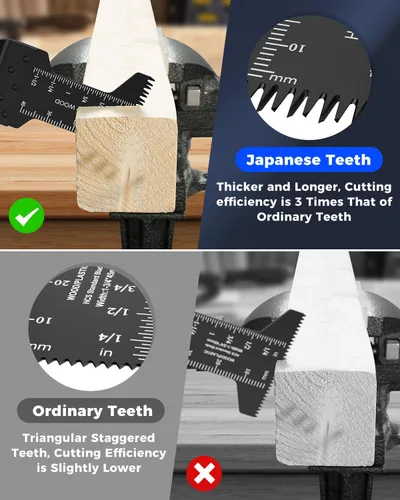 Miniatura 6 de GORWARE Cuchillas multiherramienta, 60 cuchillas de dientes japonesas para madera y plástico, cuchillas oscilantes universales para Milwauke, Worx