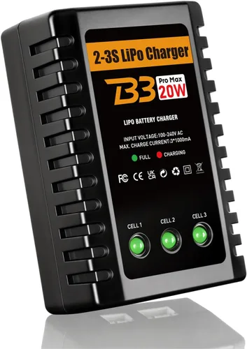 Miniatura 8 de Cargador de Batería LiPo 2S-3S RC Cargador de Balance Compacto para Baterías LiPo 7.4-11.1V (Negro)
