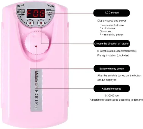 Miniatura 4 de Lima eléctrica para arte de uñas, 30000 RPM, máquina de pedicura, pulidora de uñas para uñas acrílicas, diseño para uso en el hogar