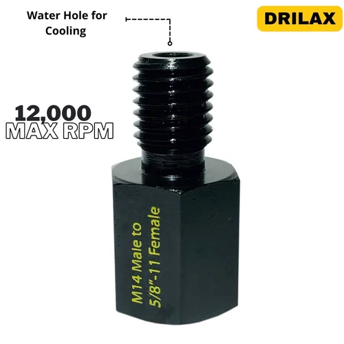 Miniatura 6 de Drilax Adaptador de amoladora angular M14 macho a 5/8-11 hembra, convertidor de rosca europeo a norteamericano para brocas de núcleo de diamante