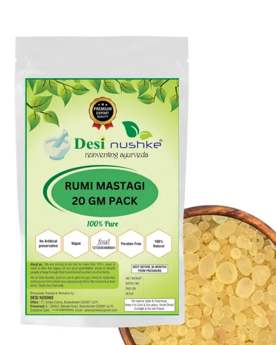 DESI NUSHKE Rumi Mastagi | 20 Gm | Pistacia Lenticus | 0.705 Oz | Masilla de Hierba Cruda | Rumi Mastagi puro y orgánico | 0.71 oz
