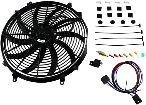 Ventilador delgado universal de 16 pulgadas Push Pull Radiador eléctrico Ventilador de refrigeración Kit de montaje de 12 V Negro