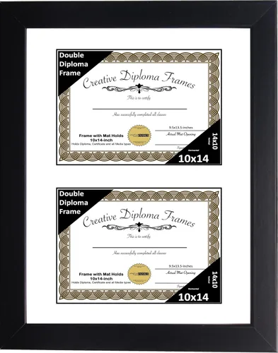 Miniatura 32 de Creative Picture Frames Marco de diploma doble clásico negro de 6 x 8 pulgadas con vidrio negro y colgador de pared instalado