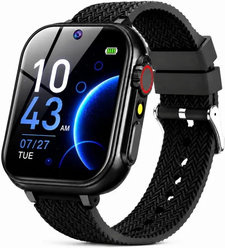 wepfum Reloj inteligente para niños y niñas de 3 a 12 años, reloj inteligente con 39 juegos, pantalla táctil HD, grabadora de video con cámara,