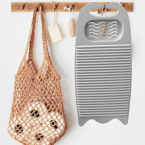 Miniatura 3 de Tabla de lavar, tabla de lavar para lavar ropa a mano, tabla de lavar de plástico para el hogar con soporte portátil (A-Gris)