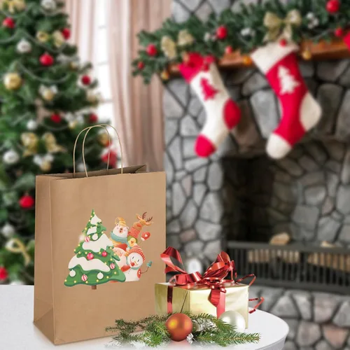 Miniatura 5 de Oikss Paquete de 100 Bolsas de Papel Kraft Marrón Natural Liso de 10x5x13 con Asas al Por Mayor para Favores de Fiestas de Cumpleaños Comestibles
