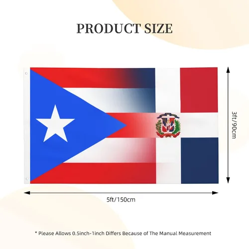 Miniatura 3 de Bandera de República Dominicana de Puerto Rico de 3 x 5 pies, 3 x 5 pies, nailon para exteriores e interiores, 3 x 5 pies, Fla gcon ojales de latón