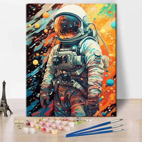 TUMOVO Pintura por números para adultos y niños – Kit de pintura acrílica de astronauta colorido, 16 x 20 pulgadas