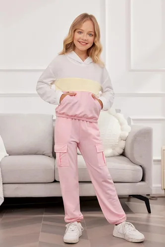 Miniatura 2 de Hopeac Conjunto de 2 unidades de ropa de bloque de color, casual, sudadera con capucha, pantalones deportivos, con bolsillos