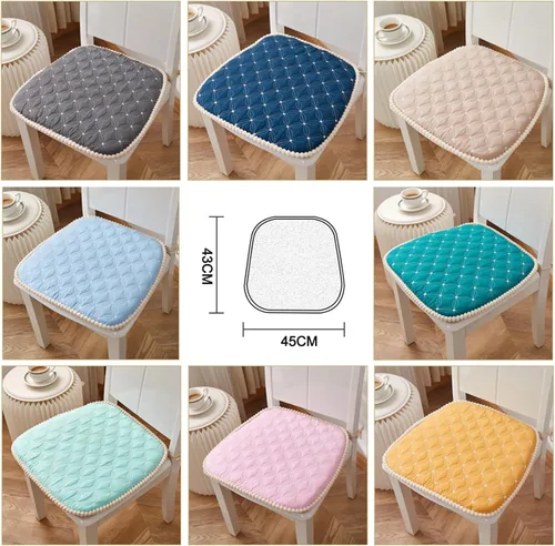 Miniatura 5 de Cojín para silla con lazos para sillas de comedor, almohadillas de espuma viscoelástica texturizadas suaves y cómodas para sillas de cocina con Azul
