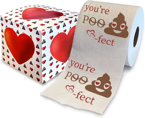 Miniatura 17 de Printed TP You're Booty-ful - Papel higiénico impreso para regalo de broma, divertido rollo de papel higiénico para San Valentín, decoración de Rojo