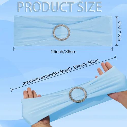 Miniatura 2 de WJWHQ 100 piezas de cintas elásticas de elastano con lazos para sillas, bandas de cubierta de silla con hebilla deslizante para eventos de boda