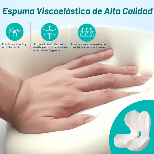 Miniatura 8 de Cojín de asiento para silla de oficina y automóvil, almohada de apoyo lumbar para silla de oficina, cojín de asiento ergonómico de espuma