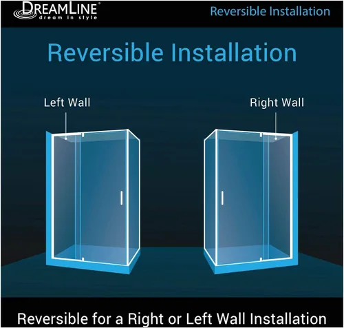 Miniatura 9 de DreamLine Flex SHDR-2234580-RT-01 - Cabina de ducha pivote sin marco de 34 1/2 pulgadas de profundidad x 56-60 pulgadas de ancho x 72 pulgadas