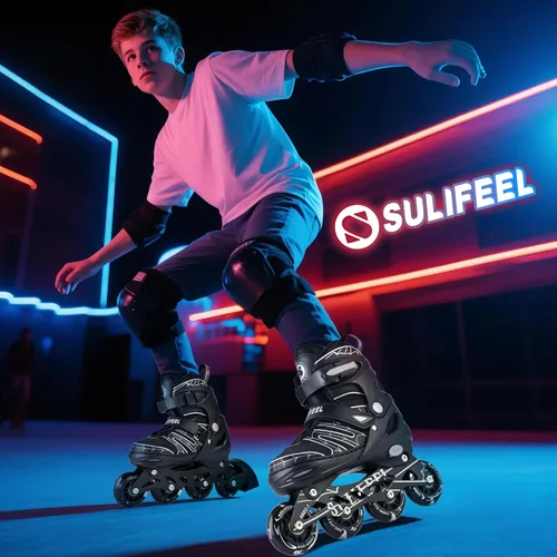 Miniatura 8 de SULIFEEL Patines en línea de unicornio arcoíris para niñas y niños, 4 tamaños, ajustables, con ruedas iluminadas, para niños principiantes F Spider