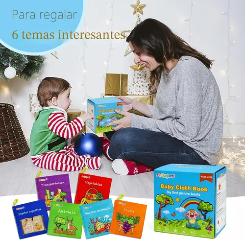 Miniatura 5 de Dr.Rapeti Libros de Tela Suave para Bebés Libros de Baño Paquete de 6 para Bebé Infante Niño Pequeño Niños Arrugados Chirriantes Lavables Colorido 1