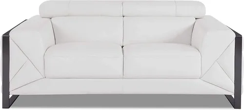 Miniatura 15 de BlackJack Furniture Gianni - Sofá de cuero italiano de grano superior con reposacabezas ajustables de 9 posiciones, patrón geométrico contemporáneo