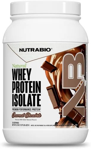 NutraBio Proteína aislada de suero natural en polvo, 0.88 oz de proteína con perfil completo de aminoácidos, sin OMG, sin soja y gluten, baja en