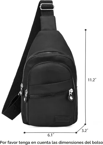 Miniatura 2 de Banelu Pequeña mochila bandolera bandolera para mujeres y hombres, bolsa pequeña bandolera bandolera bolsa cruzada riñoneras bandoleras - negro