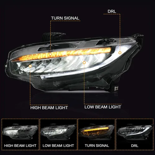Miniatura 2 de VLAND Faros delanteros para Honda Civic de 10ª generación Sedan/Coupe/Hatchback/Type R 2016-2021