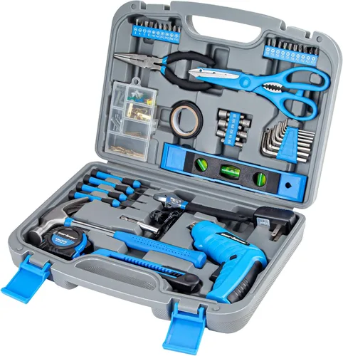 Cartman Juego de herramientas de 149 piezas Kit de herramientas manuales para el hogar general con destornillador inalámbrico azul