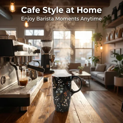 Miniatura 7 de Topadorn Taza de Café de Cerámica Taza de Viaje Regalo con Tapa 17oz., Taza de Té Alta de Porcelana con Asa para el Hogar y la Oficina, Taza