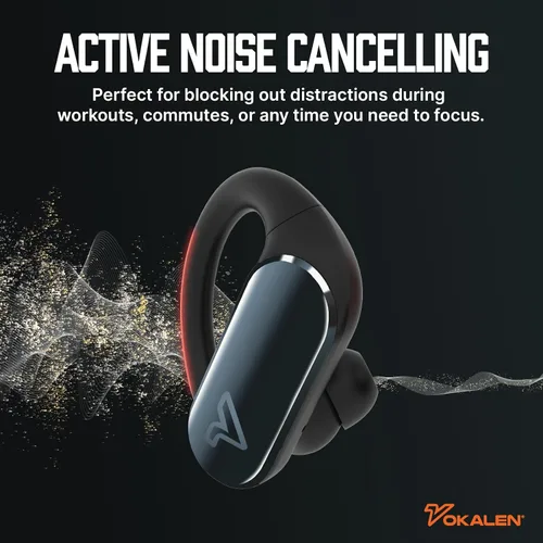 Miniatura 5 de VOKALEN Reflex Pro - Auriculares deportivos inalámbricos con ganchos para los oídos, cancelación activa de ruido, hasta 50 horas de duración