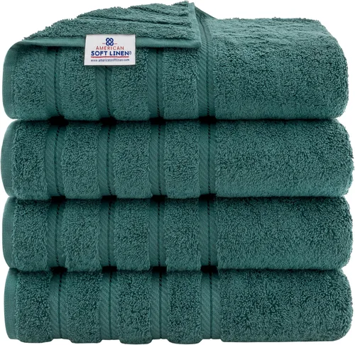 Miniatura 135 de American Soft Linen - Juego de 4 toallas, 100% de algodón turco, 27 x 54 pulgadas, tamaño extragrande, toallas para la ducha, color amarillo