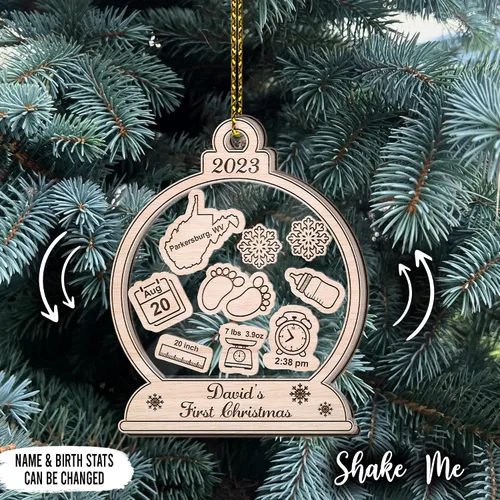 Miniatura 2 de Hyturtle Adornos personalizados para la primera Navidad del bebé 2023, adorno de Navidad para bebé, adorno de batido 4D para bebé, decoraciones
