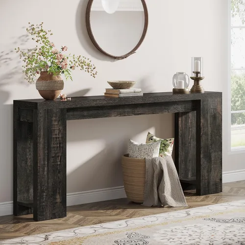 Tribesigns Mesa Consola Extra Larga de 70.9 Pulgadas, Mesa de Sofá de Madera Estilo Granja Detrás del Sofá, Mesa de Acento Estrecha para Entrada,